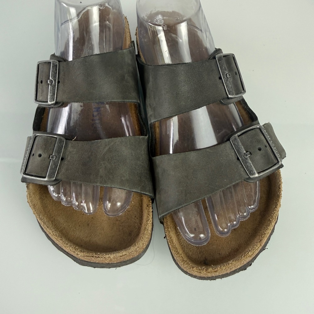 Birkenstock Arizona Sandals Womens 38 Iron Gray Oiled Leather Soft Footbed 11202 - Picture 5 of 12